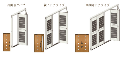 玄関用通風スクリーン3タイプ