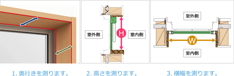 上げ下げロール網戸採寸の流れ